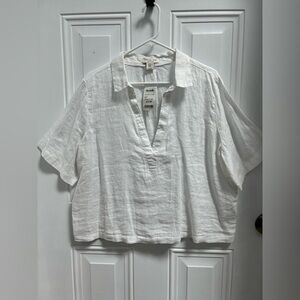 RACHEL ZOE White Linen Cropped Top